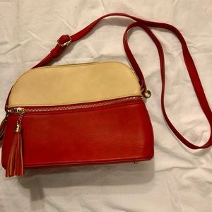 Beautiful Burnt Orange and Tan Shoulder Bag
